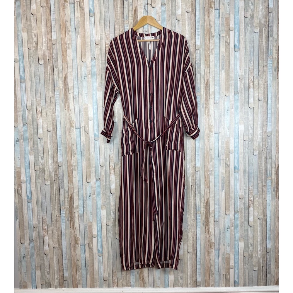 Apiece Apart 2 Striped V Neck Cupro Wide Leg Pants Jumpsuit